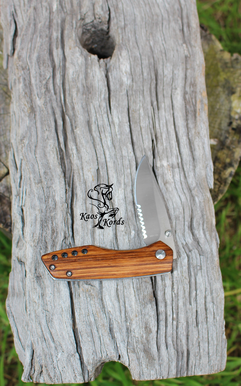 Enlan Zebra Wood Handle Pocket Knife