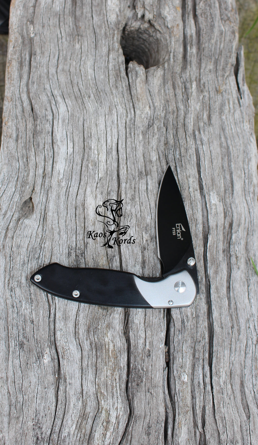 black and grey folding knife